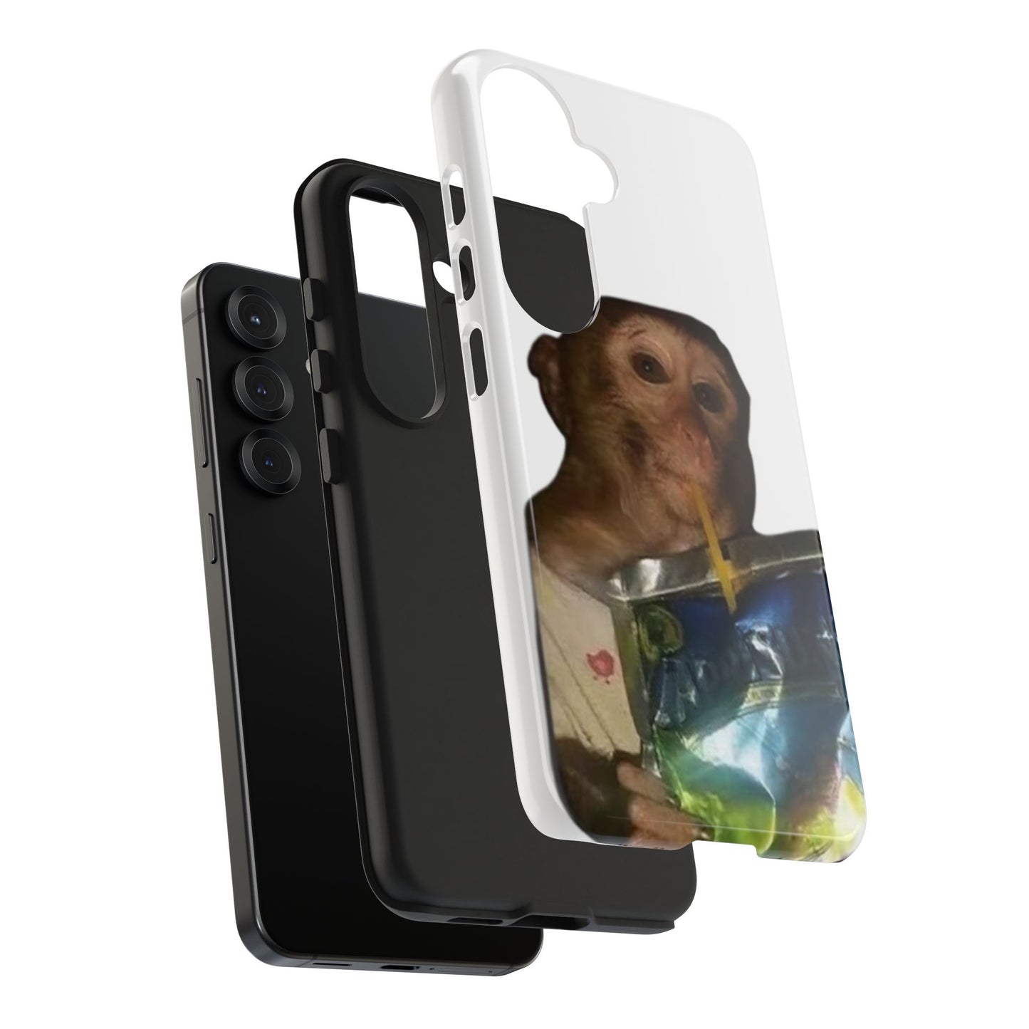 Monkey Sipping Juice Phone Case — Funny Cute Meme Protective Case