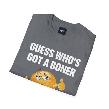 Funny Graphic T-Shirt — "Guess Who's Got a Boner" Emoji Tee
