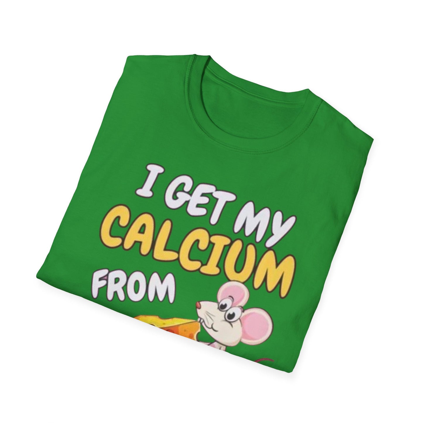 Knob Cheese T-Shirt — "I Get My Calcium From Knob Cheese" Cute Mouse Graphic Tee