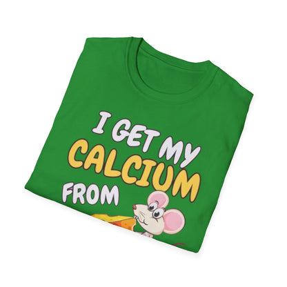 Knob Cheese T-Shirt — "I Get My Calcium From Knob Cheese" Cute Mouse Graphic Tee