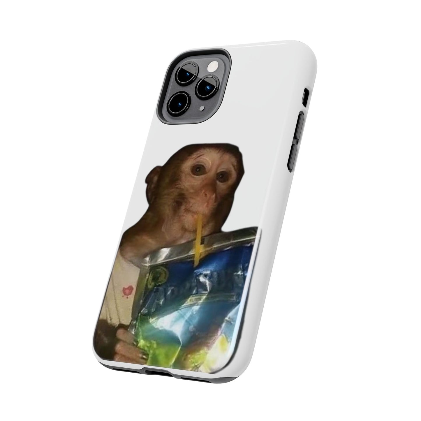 Monkey Sipping Juice Phone Case — Funny Cute Meme Protective Case
