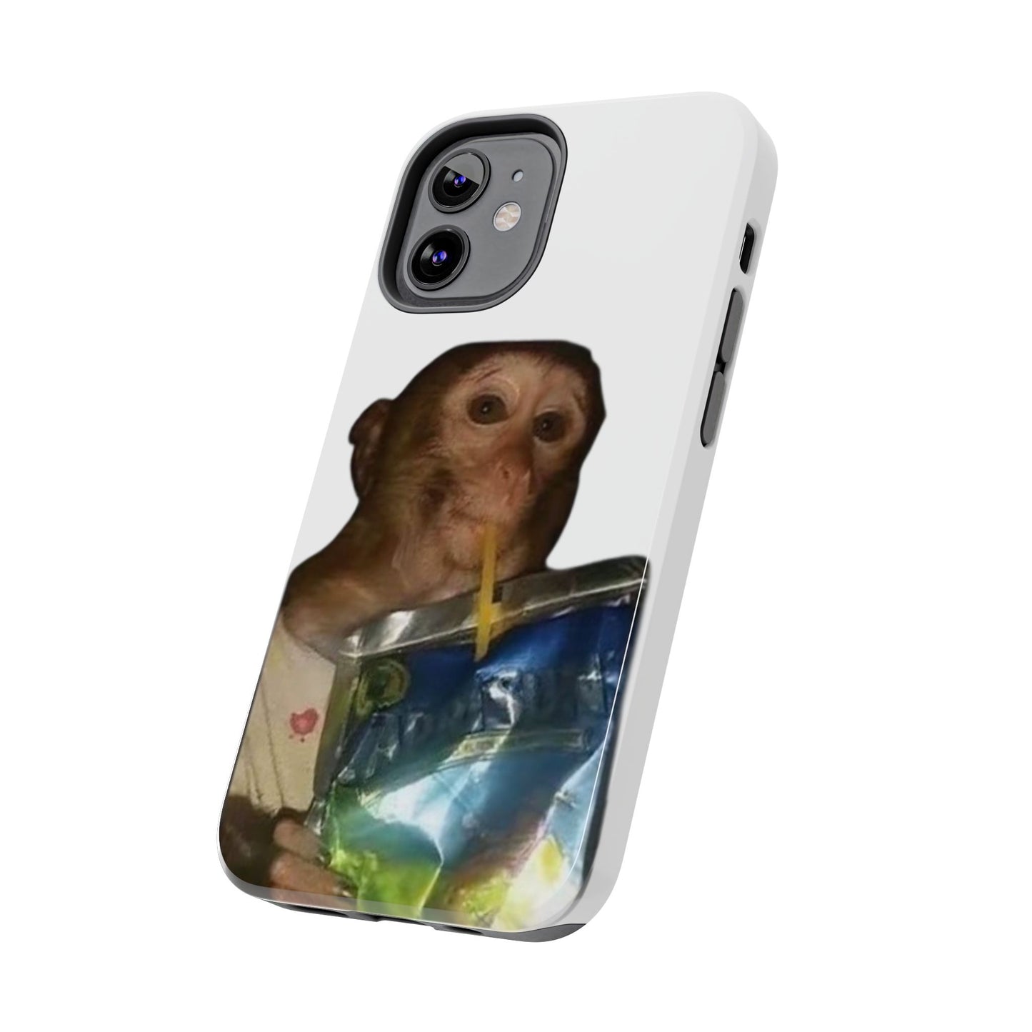 Monkey Sipping Juice Phone Case — Funny Cute Meme Protective Case