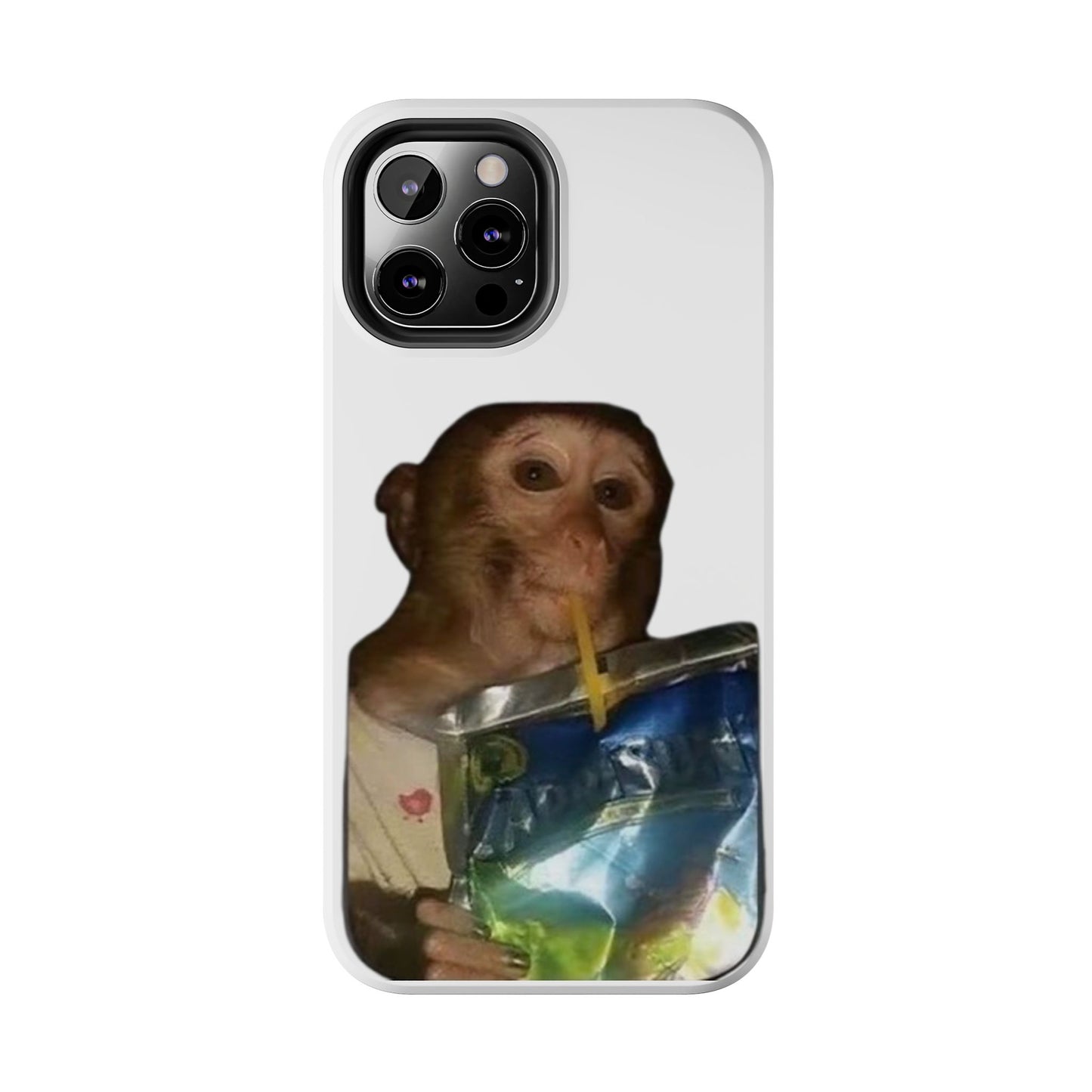 Monkey Sipping Juice Phone Case — Funny Cute Meme Protective Case