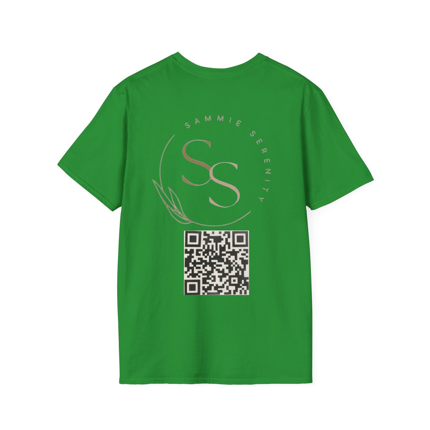 QR Code Gift Tee — "Scan here for 10 to spend on whatnot at sammieserenity"