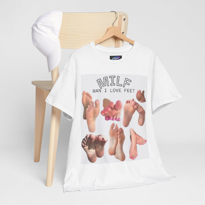 MILF 'Man I Love Feet' Graphic Tee – Foot Fetish Novelty Shirt
