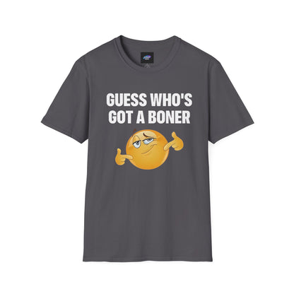 Funny Graphic T-Shirt — "Guess Who's Got a Boner" Emoji Tee