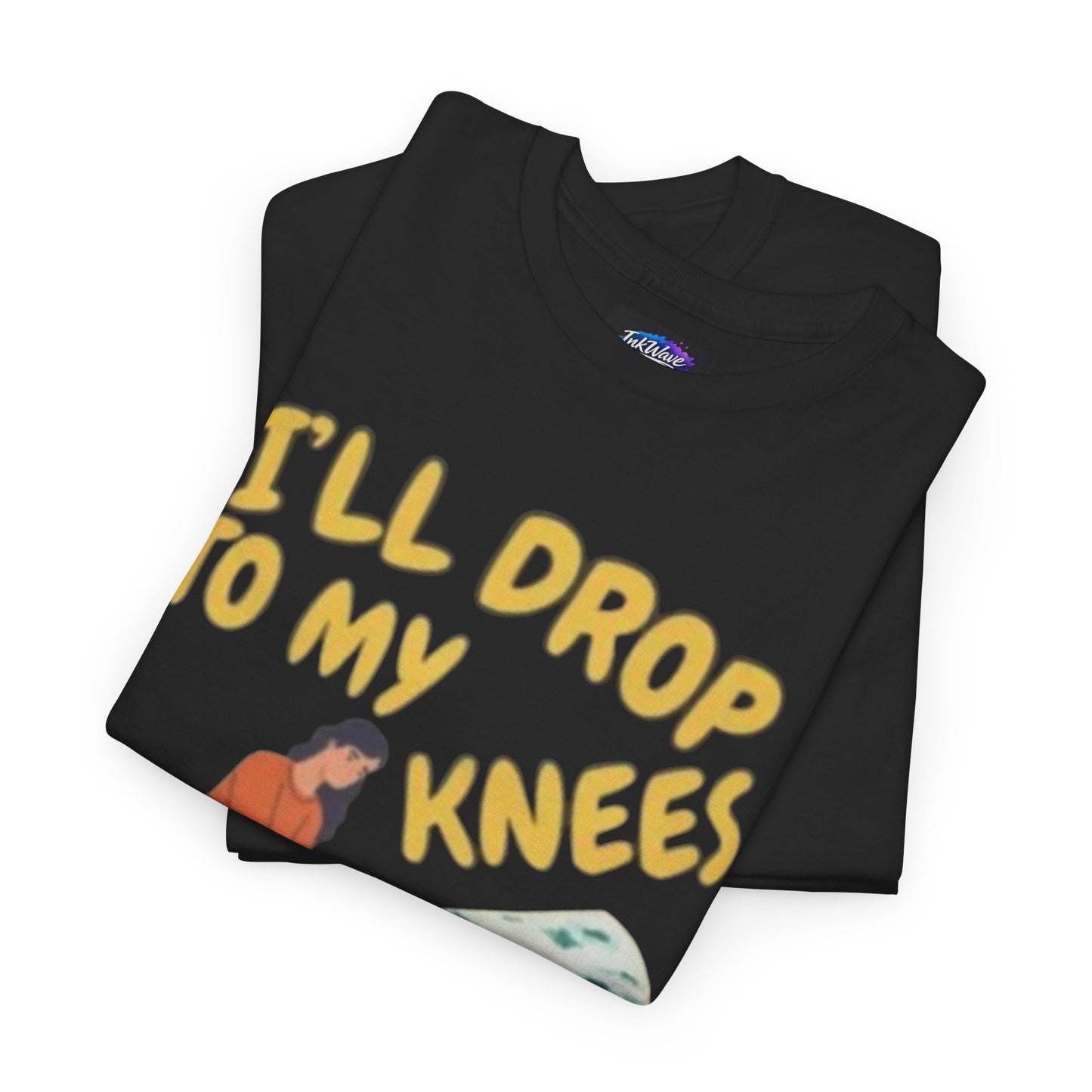 T-Shirt — "I'll Drop to My Knees for a Taste of Knob Cheese" Funny Cheese Lover Tee