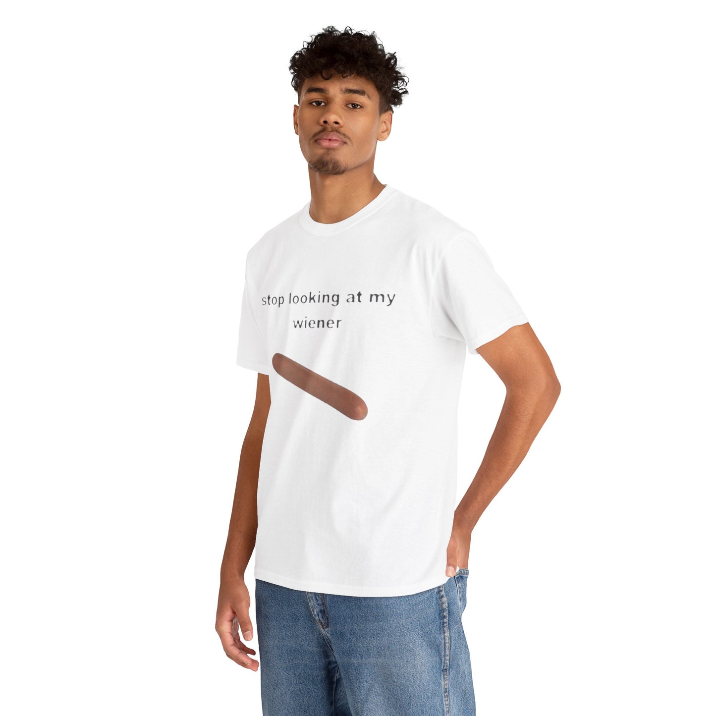 Graphic Tee — "Stop Looking at My Wiener" Hot Dog Humor Shirt