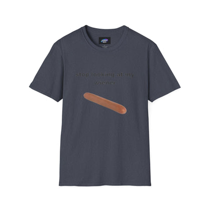 Funny 'Stop Looking at My Wiener' T-Shirt — Hot Dog Graphic Tee