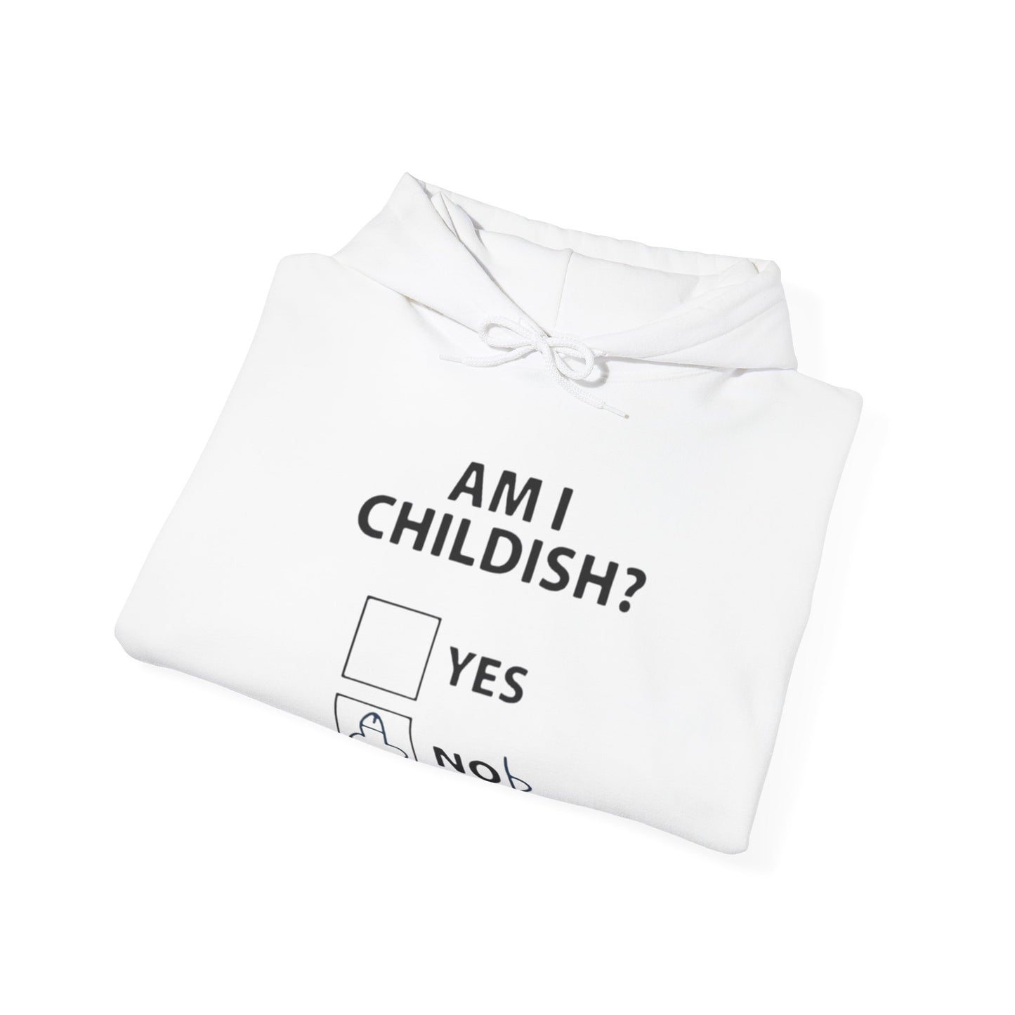 Hoodie — "Am I Childish?" Funny Checkbox Hoodie with Cute Owl Back Graphic