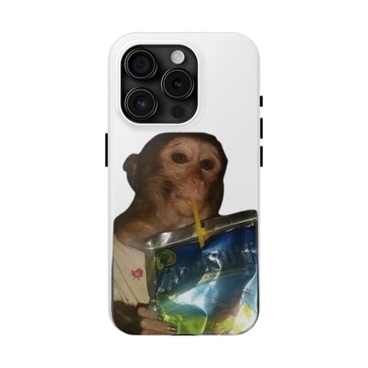 Monkey Sipping Juice Phone Case — Funny Cute Meme Protective Case