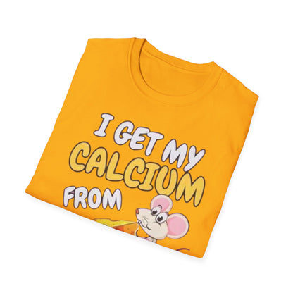 Knob Cheese T-Shirt — "I Get My Calcium From Knob Cheese" Cute Mouse Graphic Tee