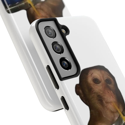 Monkey Sipping Juice Phone Case — Funny Cute Meme Protective Case