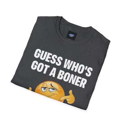 Funny Graphic T-Shirt — "Guess Who's Got a Boner" Emoji Tee