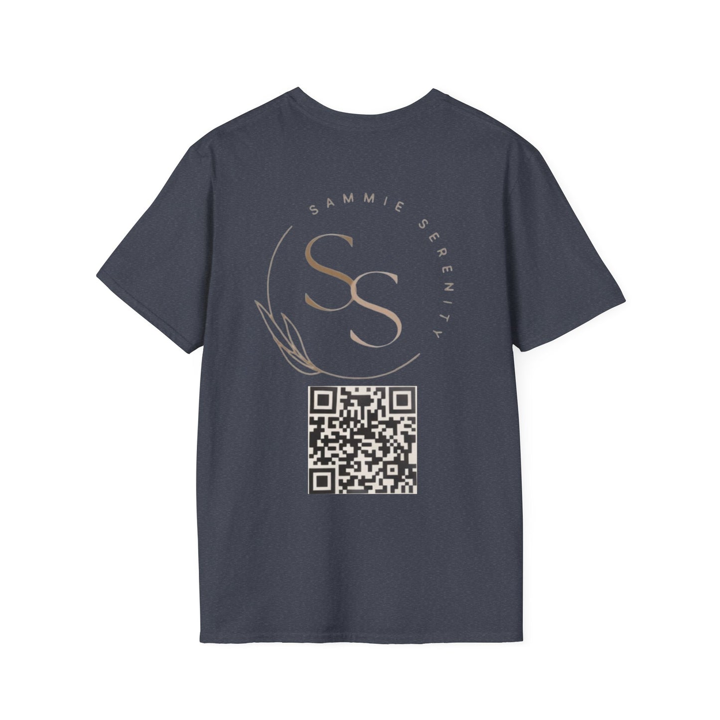 QR Code Gift Tee — "Scan here for 10 to spend on whatnot at sammieserenity"