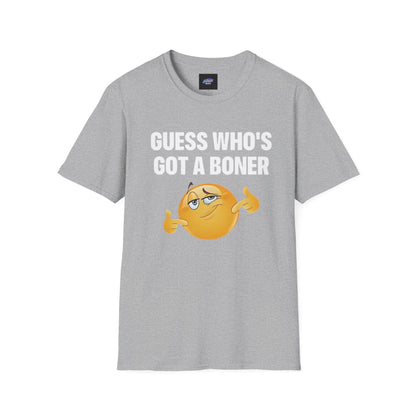 Funny Graphic T-Shirt — "Guess Who's Got a Boner" Emoji Tee