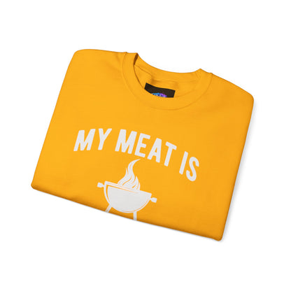 Funny BBQ Sweatshirt - "My Meat Is 100% Going In Your Mouth" with Grill image