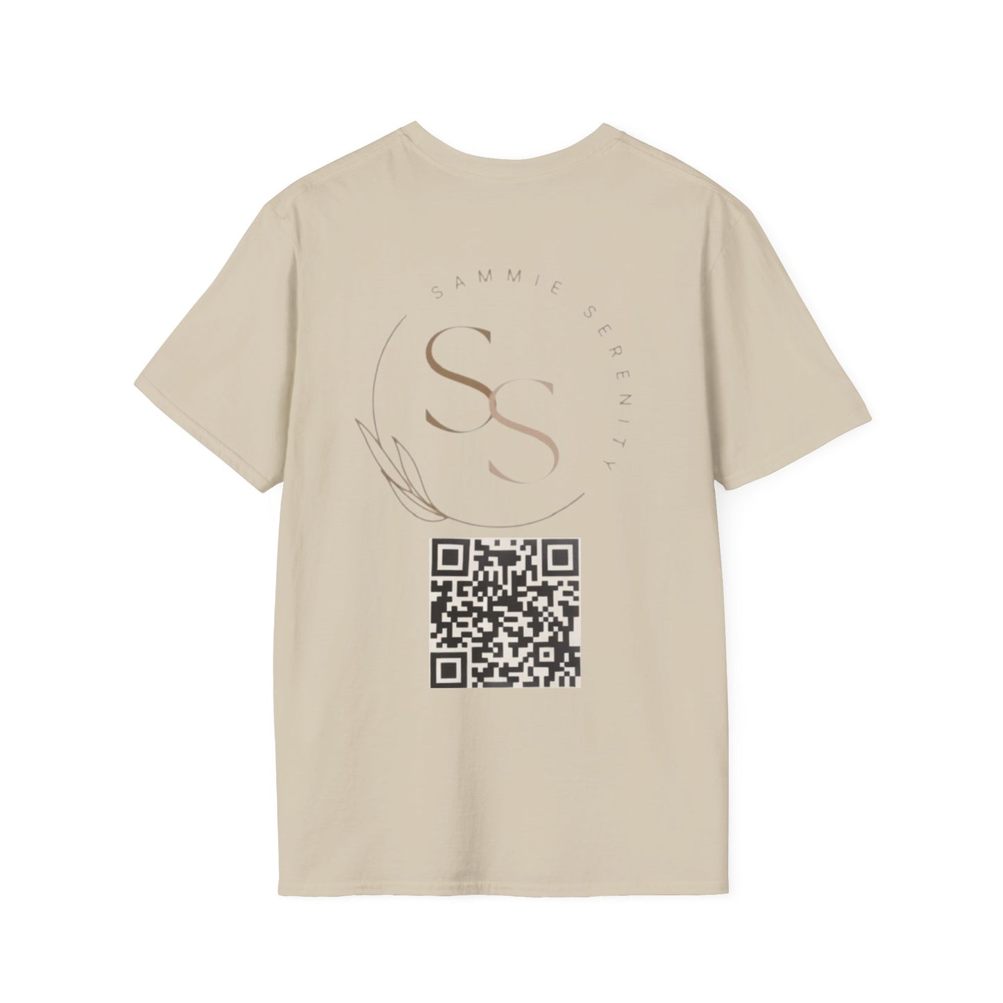 QR Code Gift Tee — "Scan here for 10 to spend on whatnot at sammieserenity"