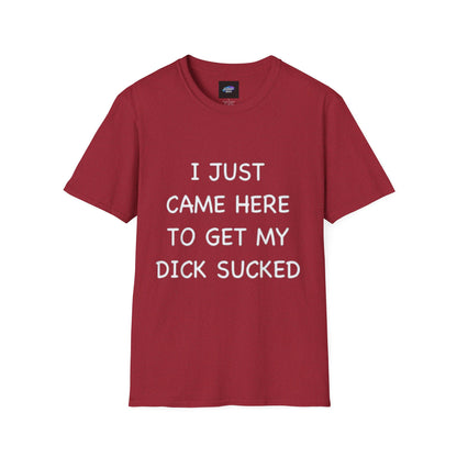 Provocative Graphic T-Shirt — "I Just Came Here to Get My Dick Sucked"