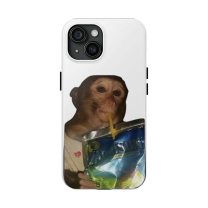 Monkey Sipping Juice Phone Case — Funny Cute Meme Protective Case