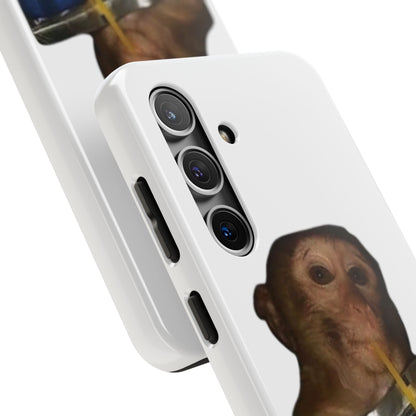 Monkey Sipping Juice Phone Case — Funny Cute Meme Protective Case
