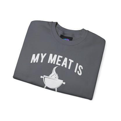 Funny BBQ Sweatshirt - "My Meat Is 100% Going In Your Mouth" with Grill image