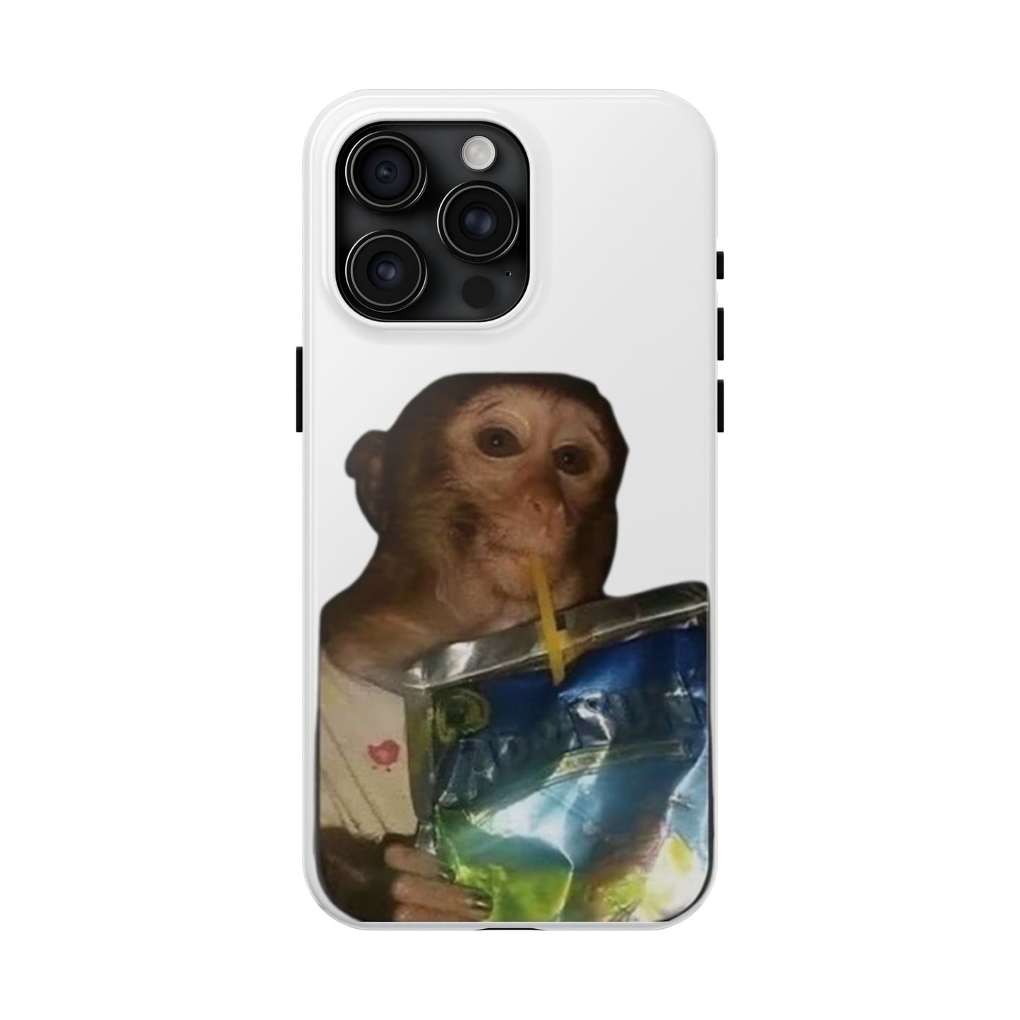 Monkey Sipping Juice Phone Case — Funny Cute Meme Protective Case