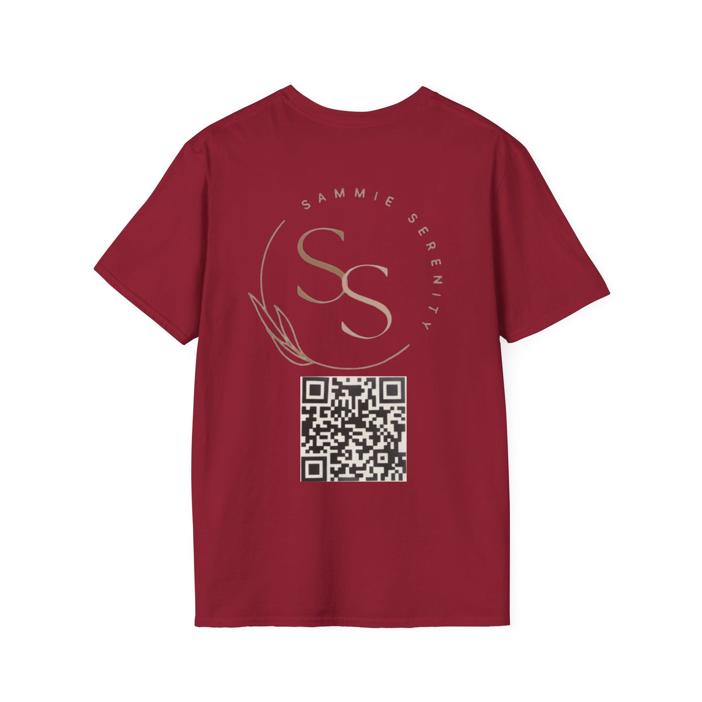 QR Code Gift Tee — "Scan here for 10 to spend on whatnot at sammieserenity"