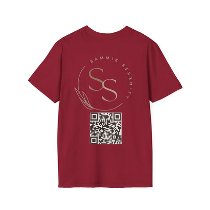 QR Code Gift Tee — "Scan here for 10 to spend on whatnot at sammieserenity"