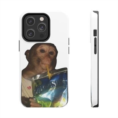 Monkey Sipping Juice Phone Case — Funny Cute Meme Protective Case