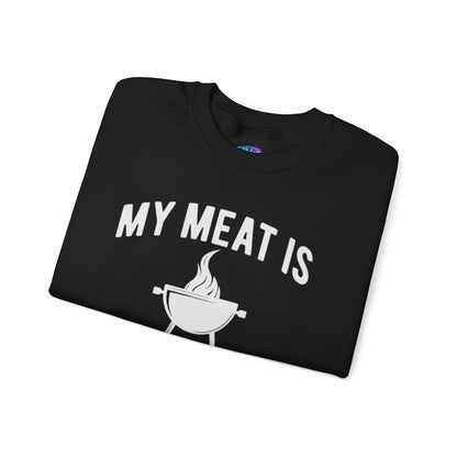 Funny BBQ Sweatshirt - "My Meat Is 100% Going In Your Mouth" with Grill image