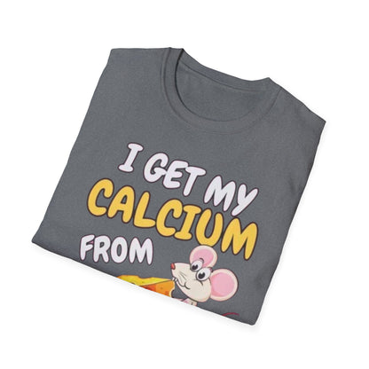 Knob Cheese T-Shirt — "I Get My Calcium From Knob Cheese" Cute Mouse Graphic Tee