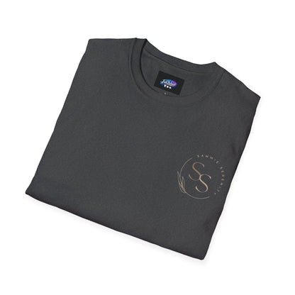 QR Code Gift Tee — "Scan here for 10 to spend on whatnot at sammieserenity"