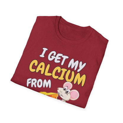 Knob Cheese T-Shirt — "I Get My Calcium From Knob Cheese" Cute Mouse Graphic Tee
