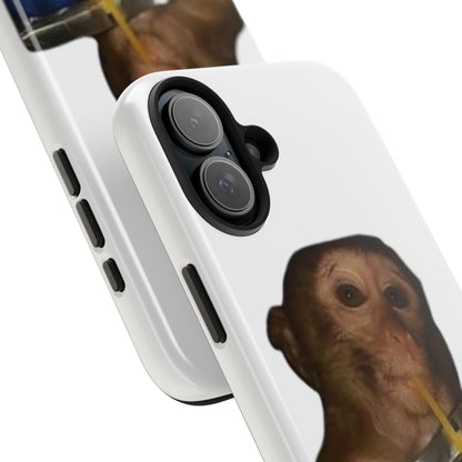 Monkey Sipping Juice Phone Case — Funny Cute Meme Protective Case