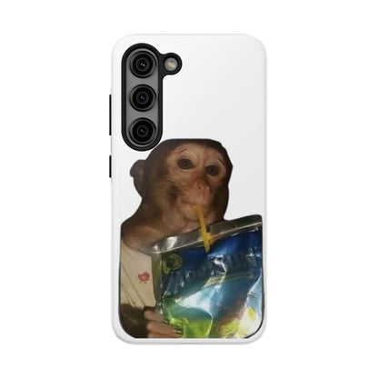 Monkey Sipping Juice Phone Case — Funny Cute Meme Protective Case