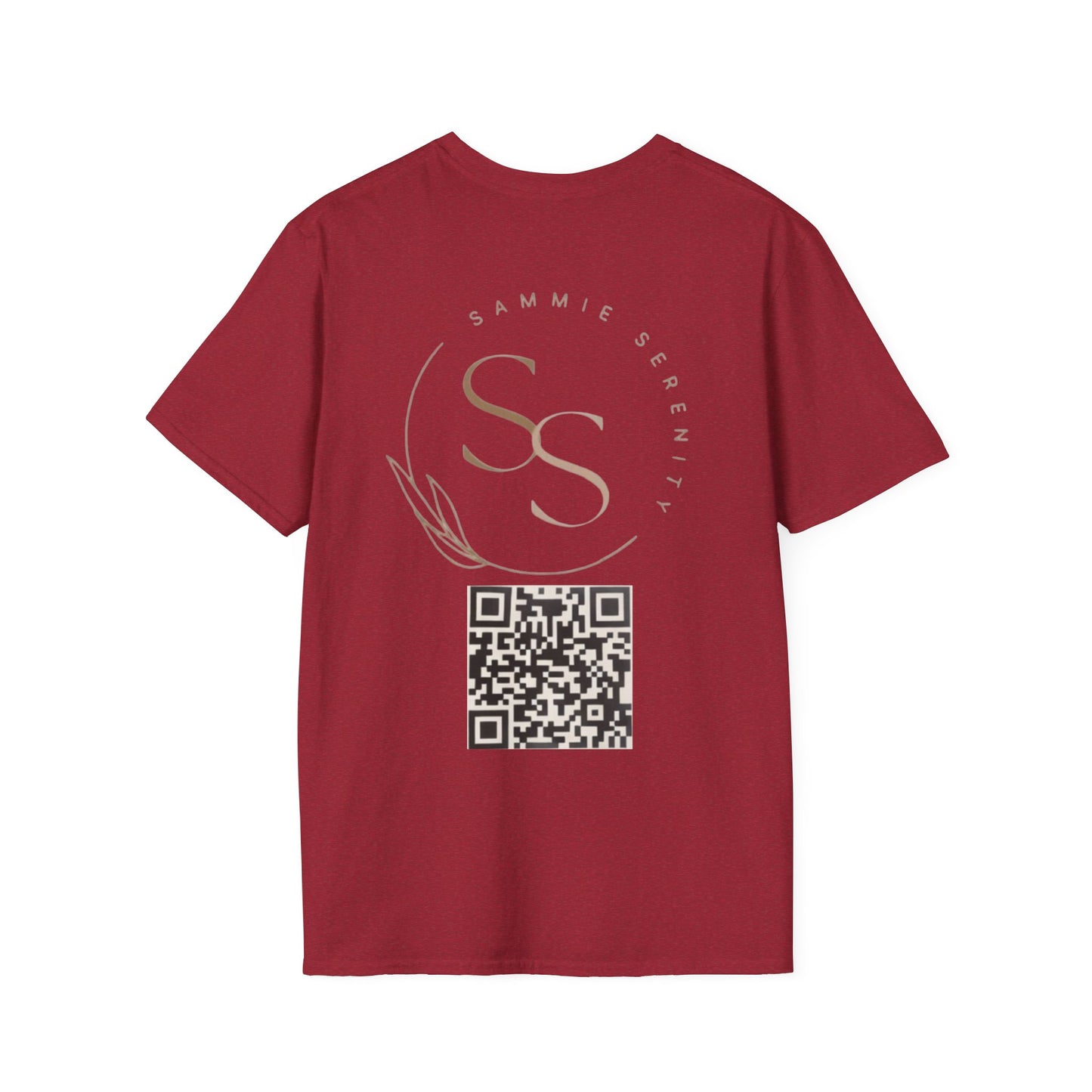 QR Code Gift Tee — "Scan here for 10 to spend on whatnot at sammieserenity"
