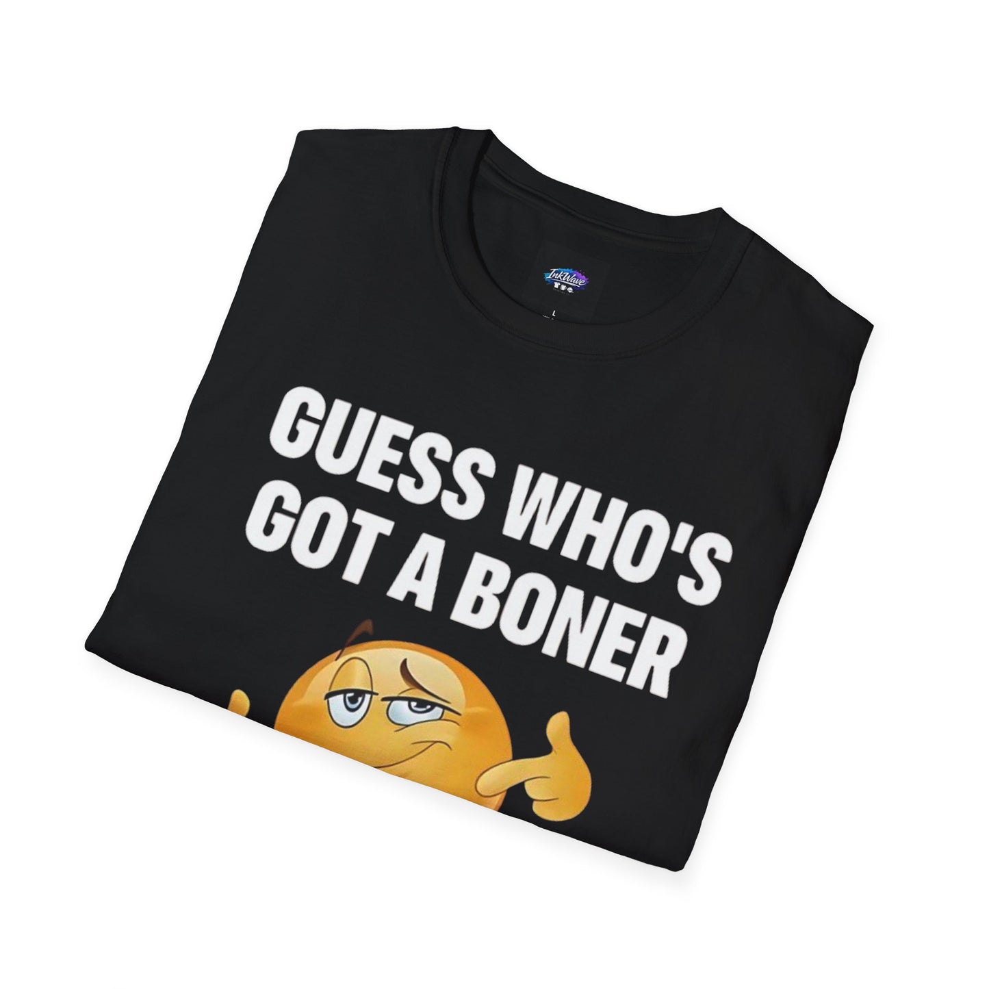 Funny Graphic T-Shirt — "Guess Who's Got a Boner" Emoji Tee