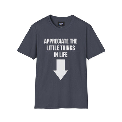 Appreciate the Little Things T‑Shirt — Casual Inspirational Tee with Down Arrow
