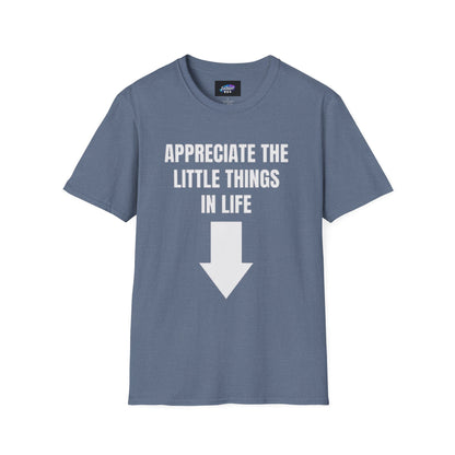 Appreciate the Little Things T‑Shirt — Casual Inspirational Tee with Down Arrow