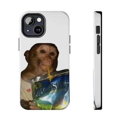 Monkey Sipping Juice Phone Case — Funny Cute Meme Protective Case