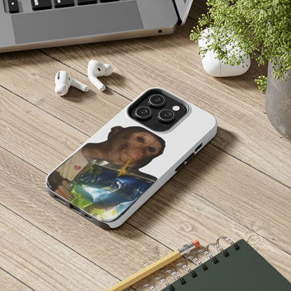 Monkey Sipping Juice Phone Case — Funny Cute Meme Protective Case