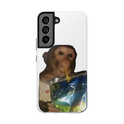 Monkey Sipping Juice Phone Case — Funny Cute Meme Protective Case