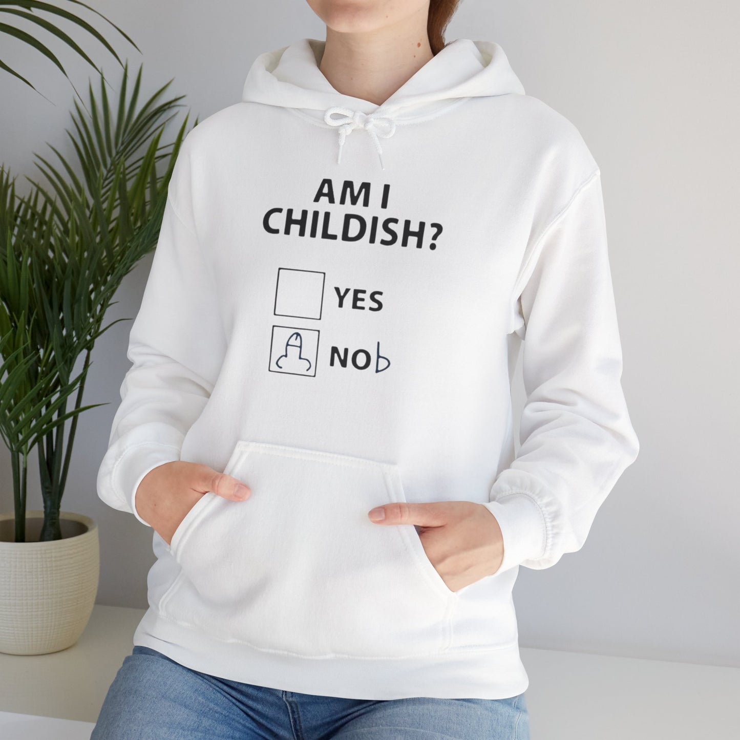 Hoodie — "Am I Childish?" Funny Checkbox Hoodie with Cute Owl Back Graphic