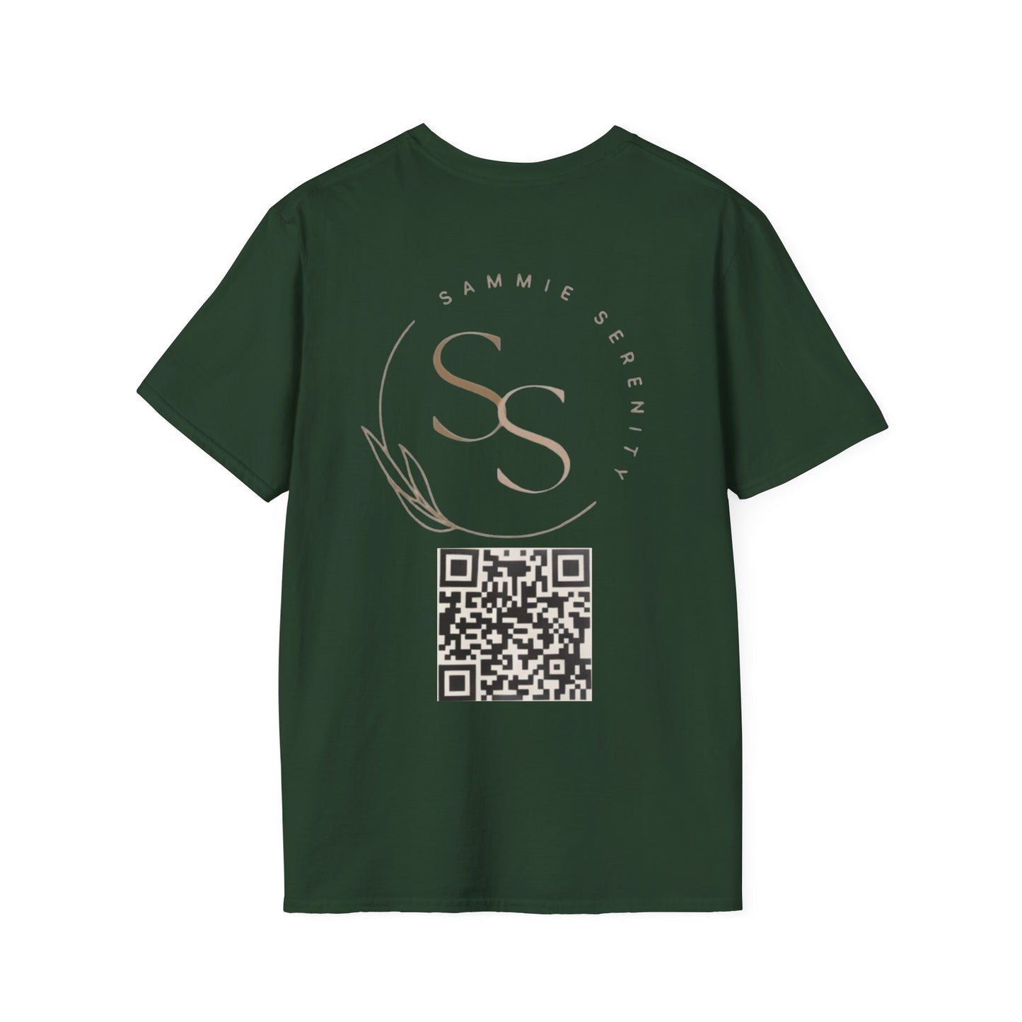 QR Code Gift Tee — "Scan here for 10 to spend on whatnot at sammieserenity"