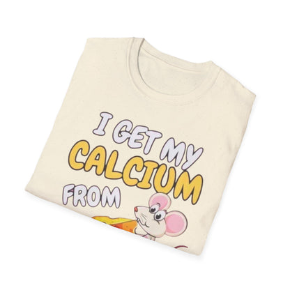 Knob Cheese T-Shirt — "I Get My Calcium From Knob Cheese" Cute Mouse Graphic Tee