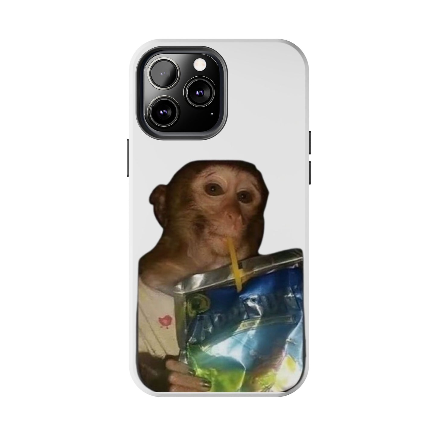 Monkey Sipping Juice Phone Case — Funny Cute Meme Protective Case