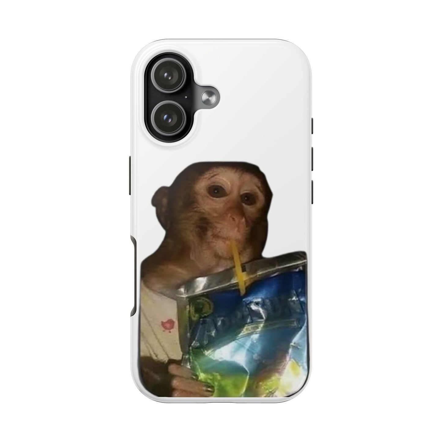Monkey Sipping Juice Phone Case — Funny Cute Meme Protective Case