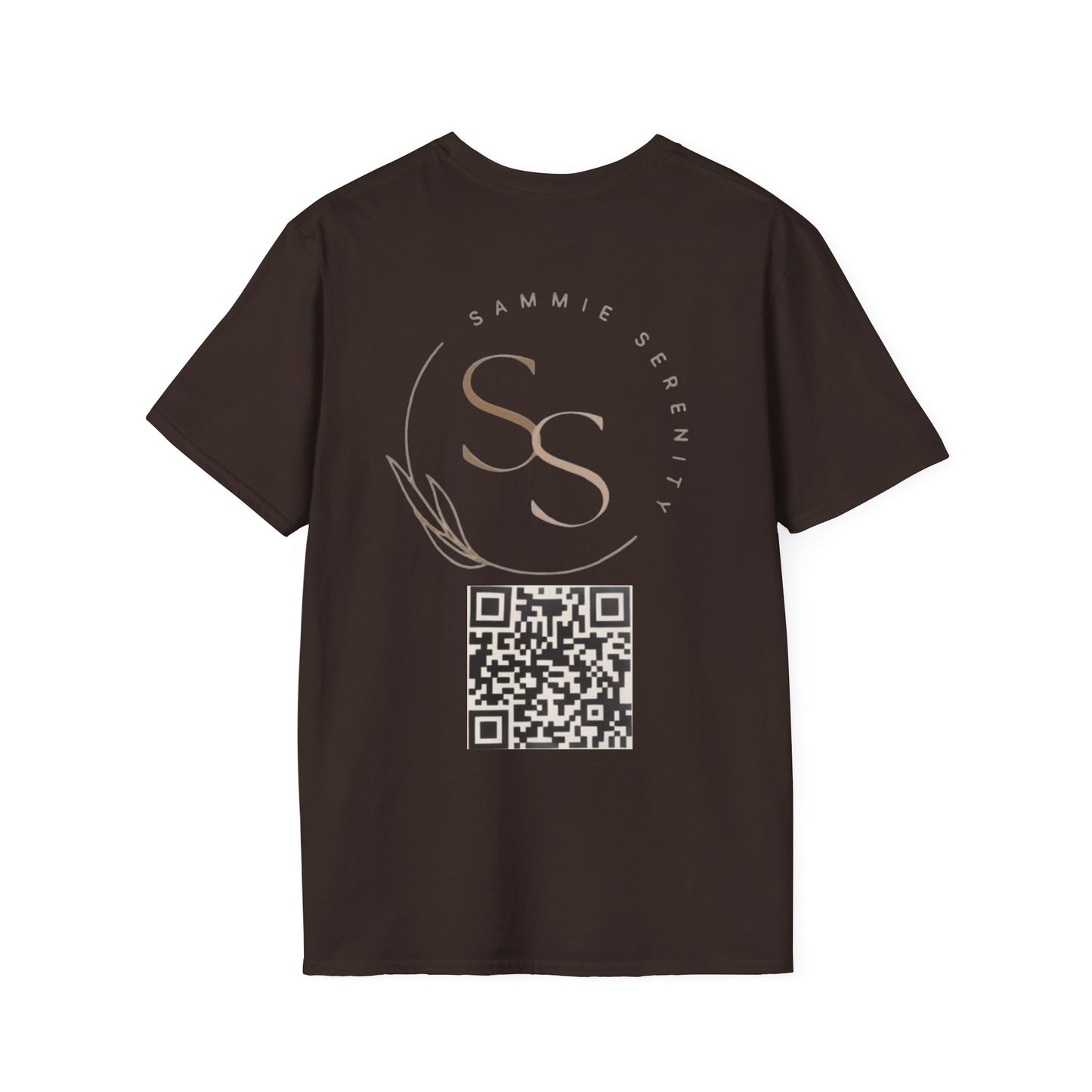 QR Code Gift Tee — "Scan here for 10 to spend on whatnot at sammieserenity"