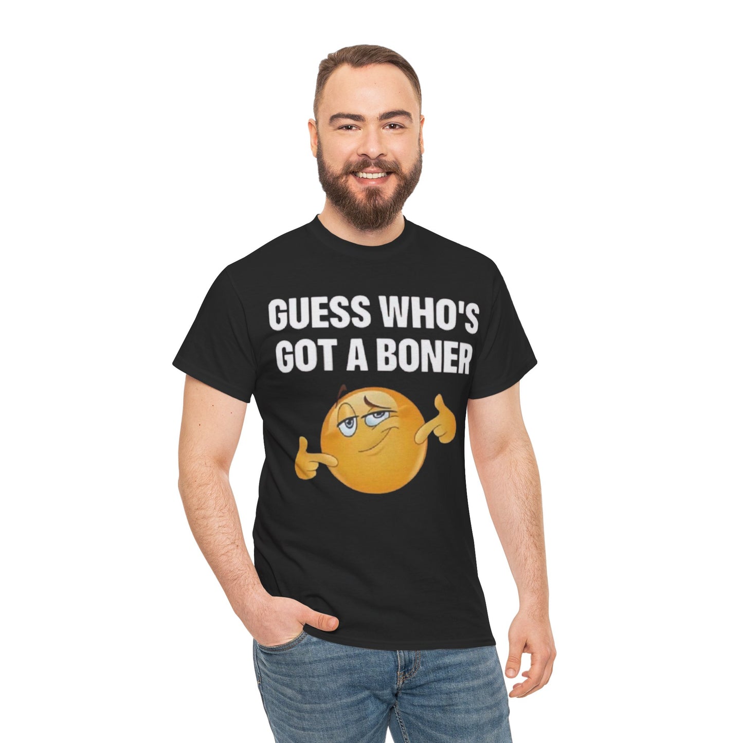 Graphic Tee - "Guess Who's Got a Boner" Emoji Humor T-Shirt